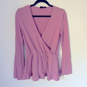 Free Press Mauve faux wrap peplum top